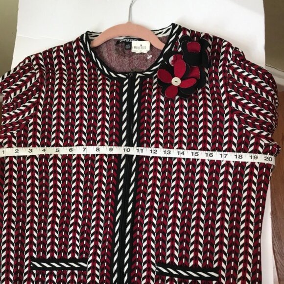 Jasper Knits NEW Graphic Print Textured Cardigan Zip Front Flower Cardi Jacket L - Picture 14 of 16